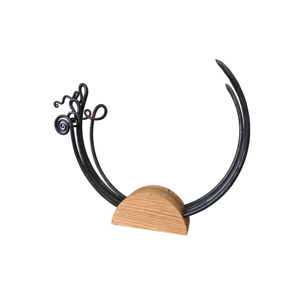 Wrought Iron Skewer Set w/ Wood Base Rustic Artisan Kabob Charcuterie